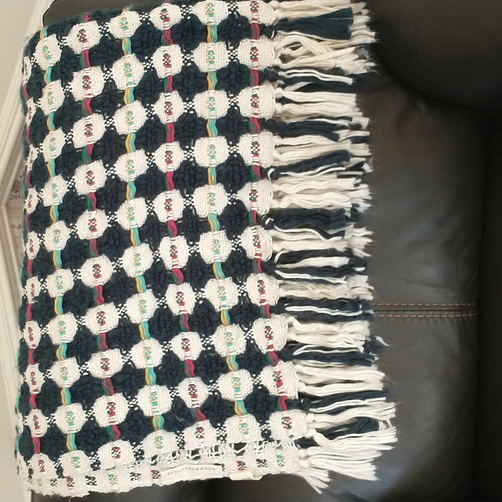 Anthropologie Textured Fringed Throw Blanket 50 X 60 - Picture 2 of 6